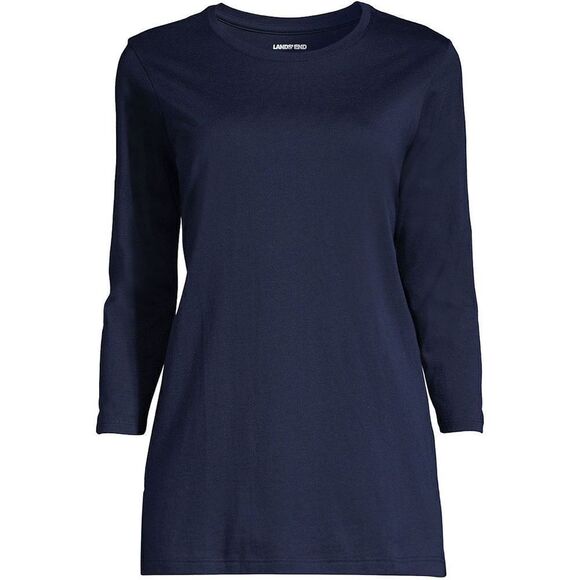 Lands' End Tops - Land’s End Plus Size Supima Cotton 3/4 sleeve Relaxed shape tunic length navy 1X